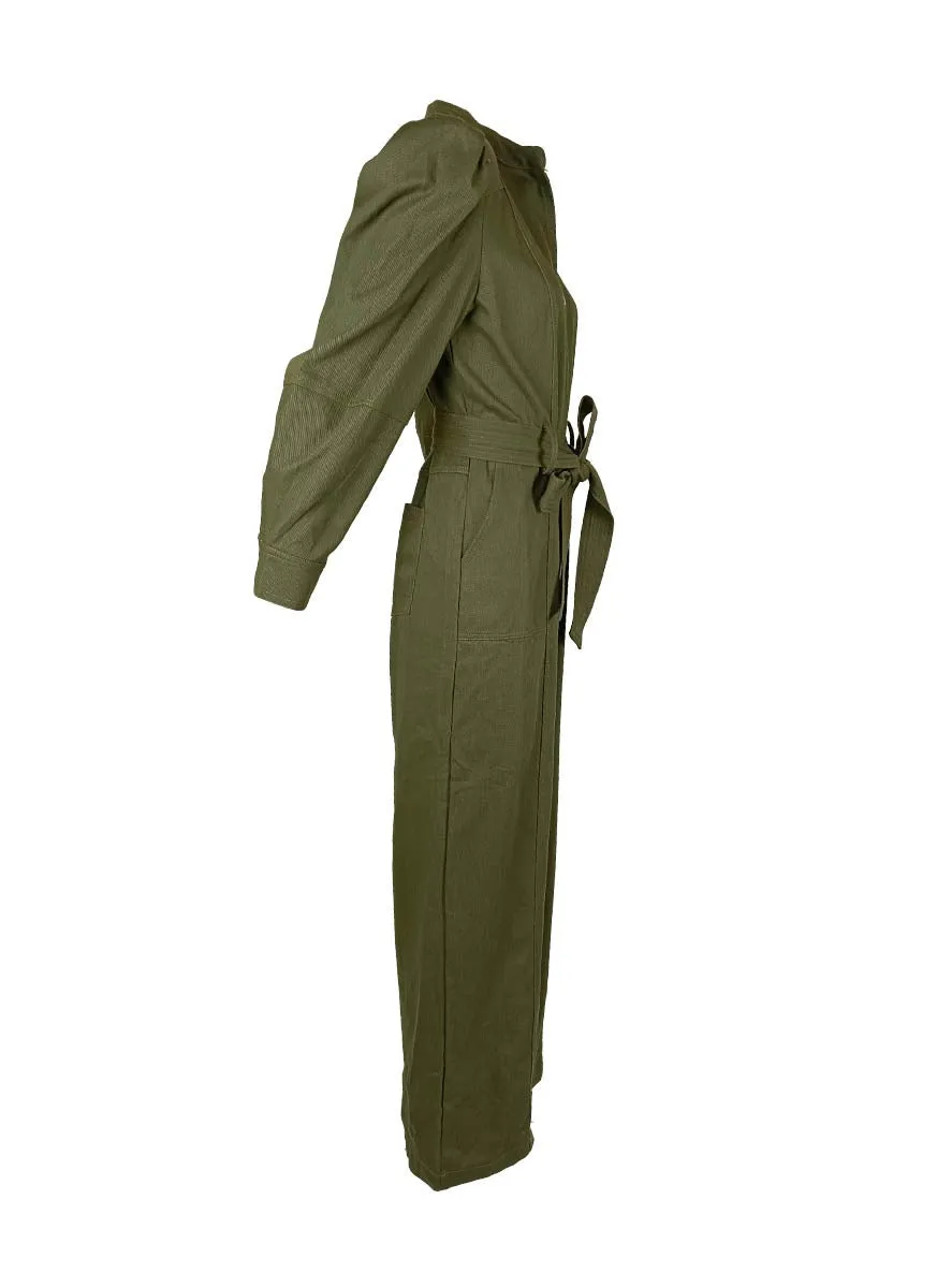 9240019 Denim Zipper Jumpsuits *Green