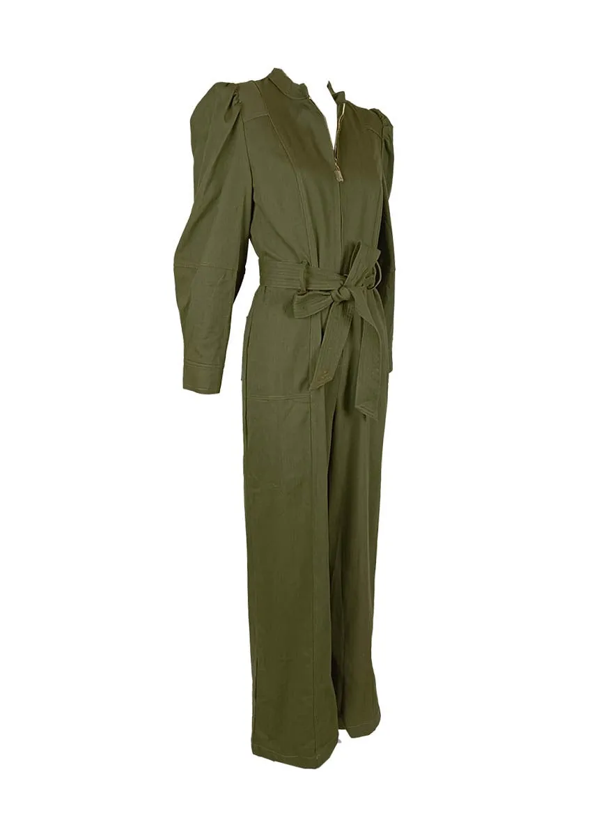 9240019 Denim Zipper Jumpsuits *Green