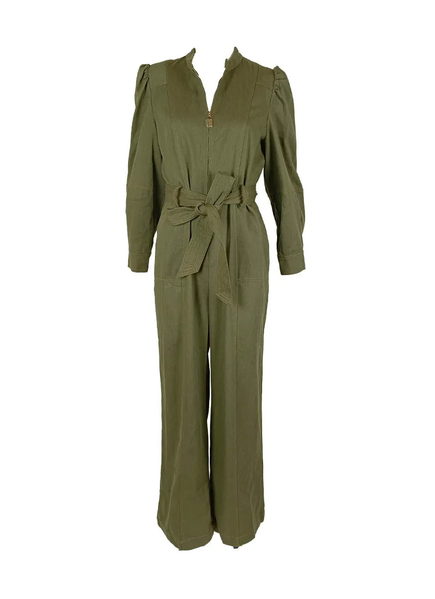 9240019 Denim Zipper Jumpsuits *Green