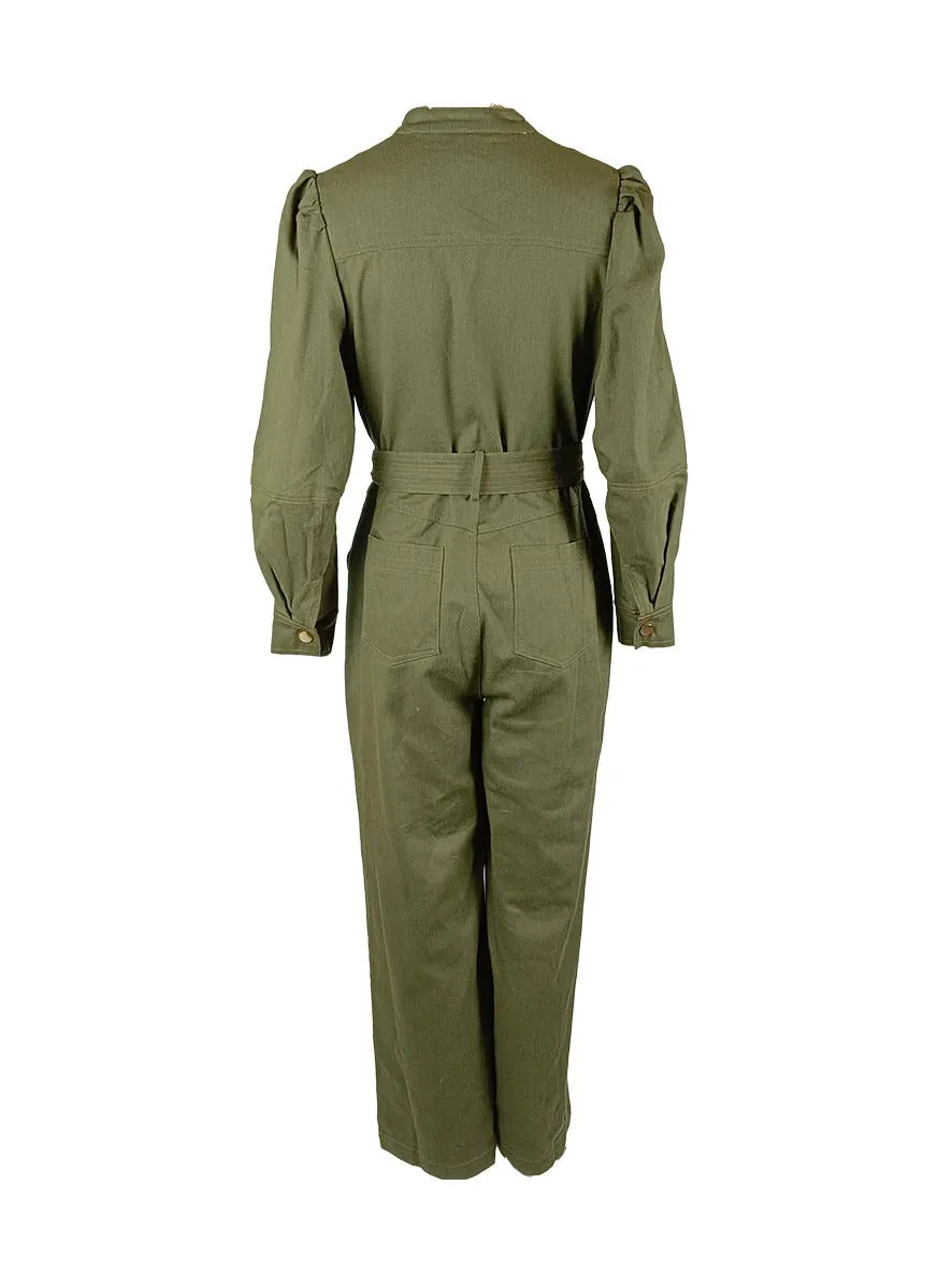 9240019 Denim Zipper Jumpsuits *Green