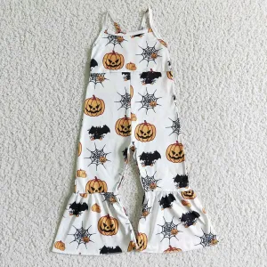 Aier  - Baby girls Halloween pumpkin strap Jumpsuits rompers