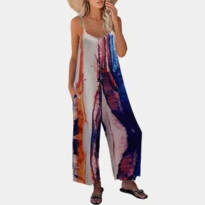 Casual Colorful Print Insert Pocket Camisole Jumpsuit Wholesale Jumpsuits