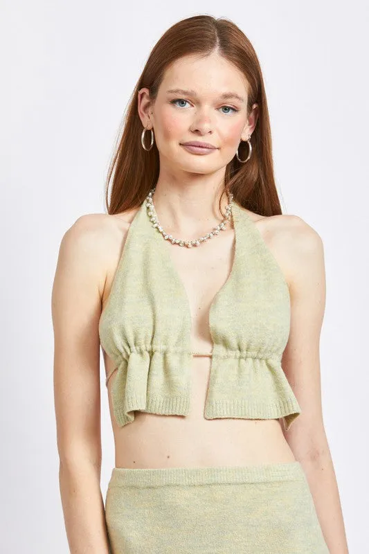 Emory Park HALTER NECK CROP TOP WITH SPAGHETTI BACK STRAP