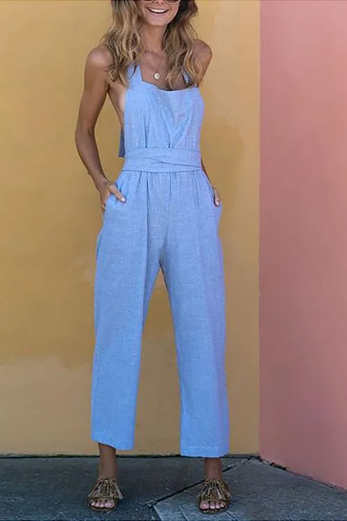 Halter Neck Backless Sleeveless Jumpsuits