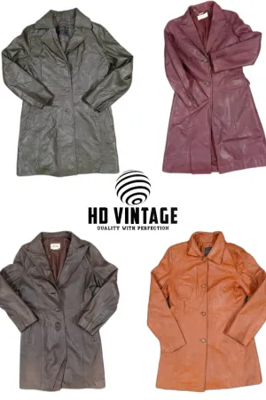 HD188 Ladies Y2K Leather Trench Coats - 15 pcs