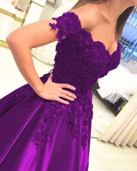 Lace Flower Beaded Ball Gowns Quinceanera Dresses Off Shoulder