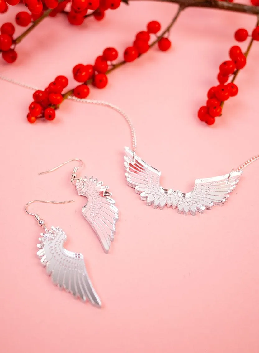 Pegasus Mini Drop Earrings - Mirror Silver